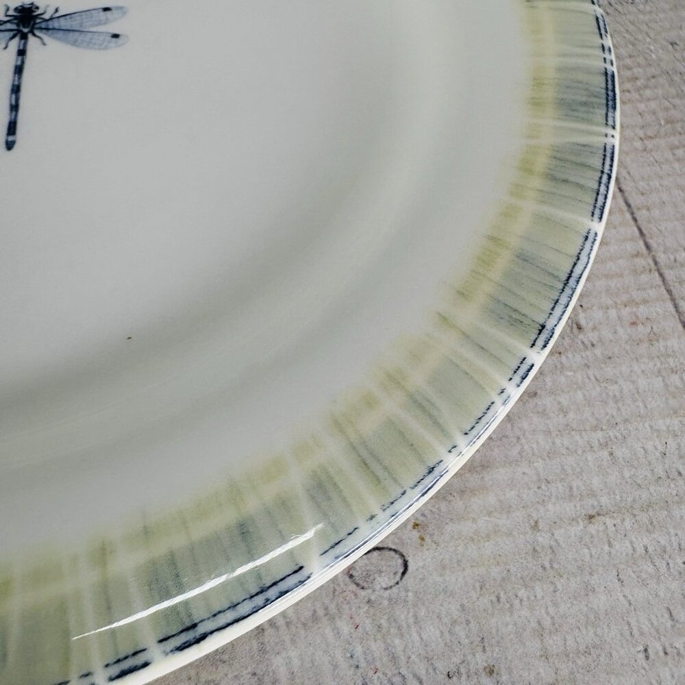 Portmeirion LAKESIDE Dragonfly Blue Green Yellow 9 1/8 Lunch Salad Plates Set 4 - Picture 14 of 16